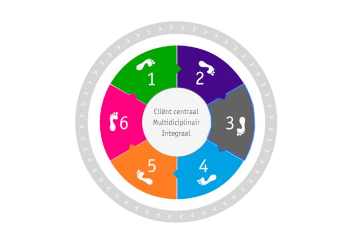 visuele weergave van het stappenplan bewegen in de ouderenzorg