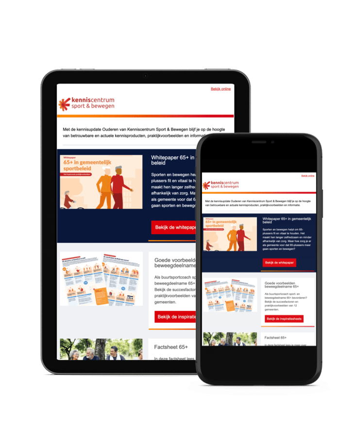 voorbeeldvertoning van kennisupdate Ouderen op mobiel en tablet