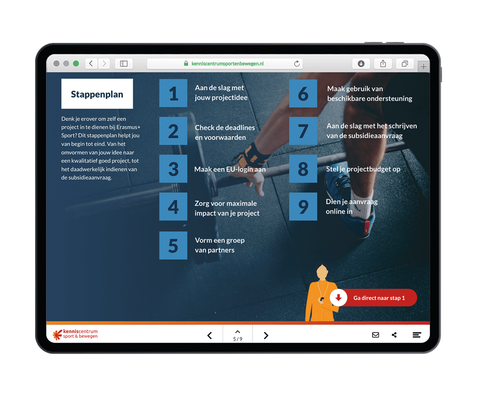 voorbeeldweergave stappenplan Ebook starten met Europese-subsidies voor sport-en beweegprojecten