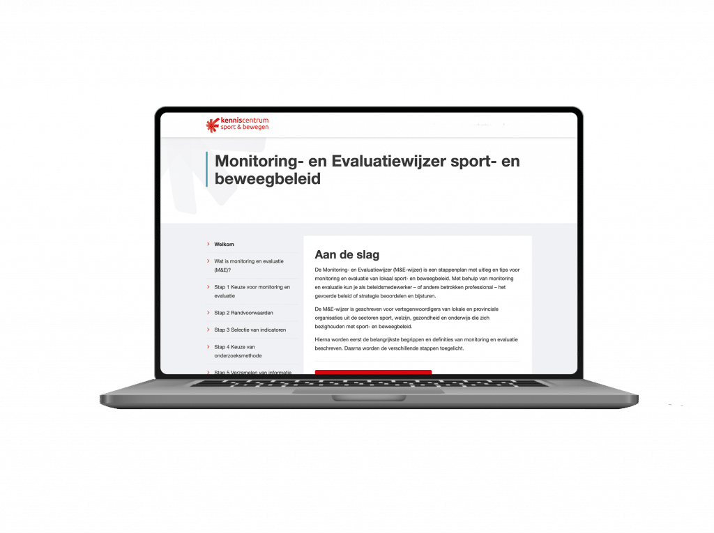 voorbeeldweergave Monitoring en Evaluatiewijzer sport en beweegbeleid