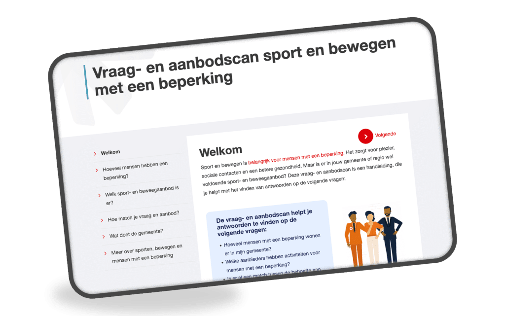 Voorbeeldweergave van de vraag- en aabodscan mensen met een beperking